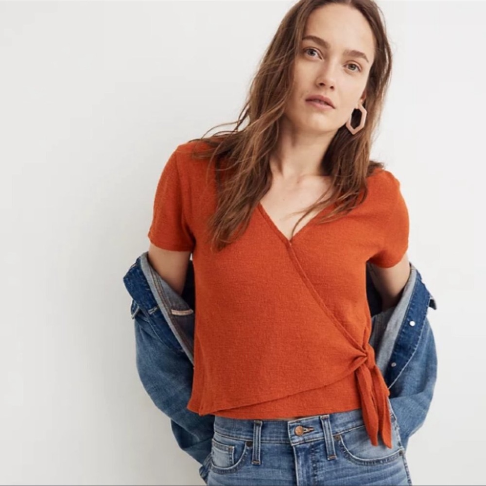 Madewell Texture & Thread Wrap-Tie top